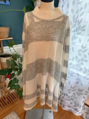 Free People Alpaca Blend Oversized Striped Mock Neck Tunic Sweater - XS/S